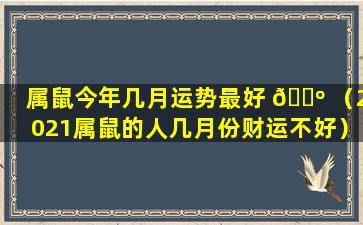 属鼠今年几月运势最好 🌺 （2021属鼠的人几月份财运不好）